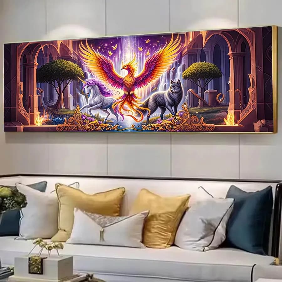DIY Diamond Painting Kits Phoenix Unicorn Wolf Waterfall Picture of Rhinestone Full Drill Diamond Embroidery Mosaic Big Size