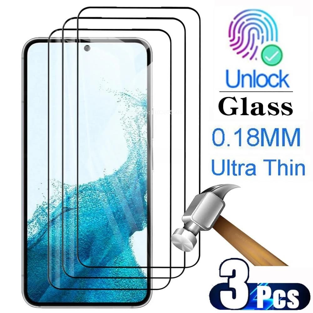 3 pezzi di sblocco delle impronte digitali colla piena di vetro temperato da 0,18 mm per Samsung Galaxy S24 Ultra S23 S22 S21 Plus Nota 20 protezione dello schermo