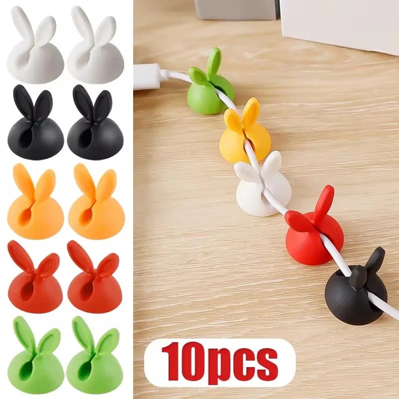 Cute Rabbit Ear Cable Manager Desktop Car Dashboard Charger cavi chiusura Clip Desk Line Organizer Bunny Ear Winder Holder