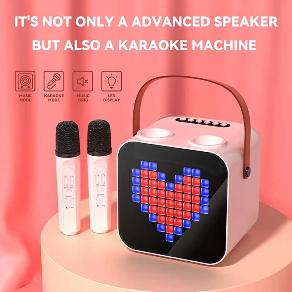 ABXF - Lettore Karaoke Portatile con Schermo a Colori, Altoparlante Bluetooth e Microfono Integrato