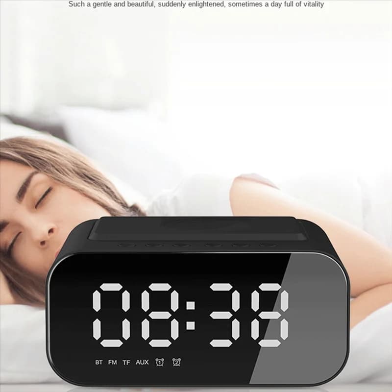 ABAN Bluetooth 5.0 Caricatore wireless Altoparlante per computer Altoparlante wireless Bluetooth Sveglia a LED Altoparlante audio per laptop