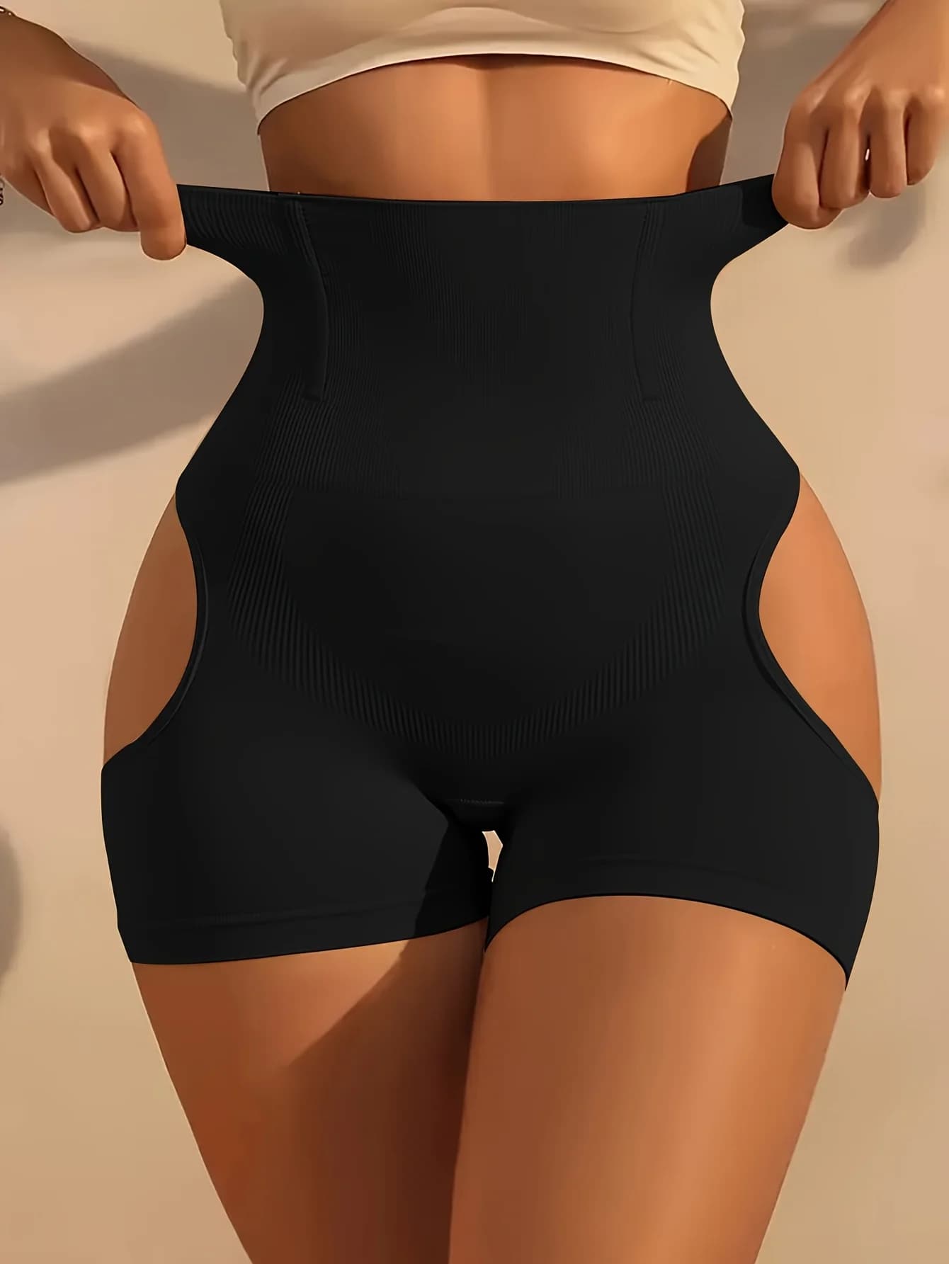 1pc Women's Butt Shaping Panties, Abdominal Control Butt Lifting Panties, Hollow-Out High-Waist Shapewear, Shorts Underwear,