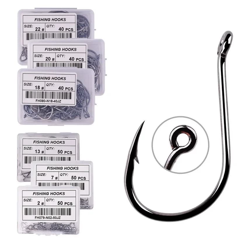 50 pezzi/20 pezzi/scatola amo da pesca con occhi circolari per carpa, dimensioni 2-22 # Anello occhio Giappone Ami da pesca Ami da pesca Single Jig Fish Hook Tackle