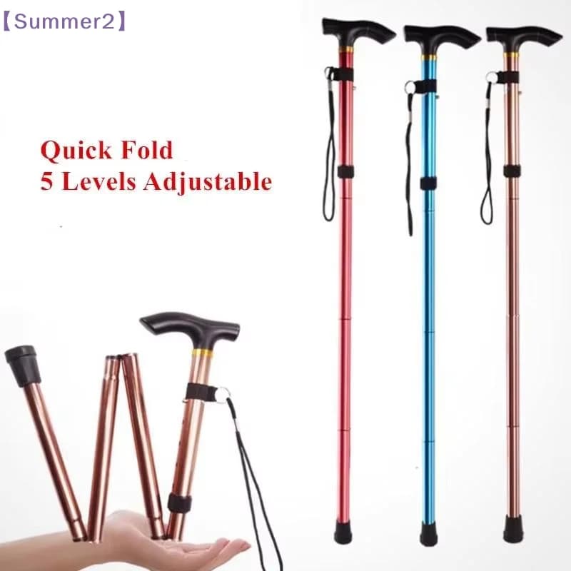 Multifunction Telescopic Walking Stick Outdoor Hiking Trekking Poles Aluminum Alloy Folding Cane Portable Crutches For Elderly