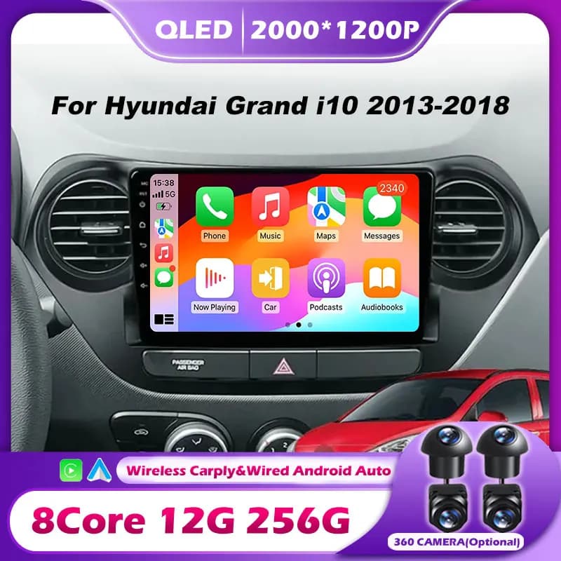 Autoradio 9 pollici 4G Android 16 per Hyundai Grand i10 i 10 2013 2014 2015-2018 Carplay Auto Lettore Multimediale Video NO 2Din