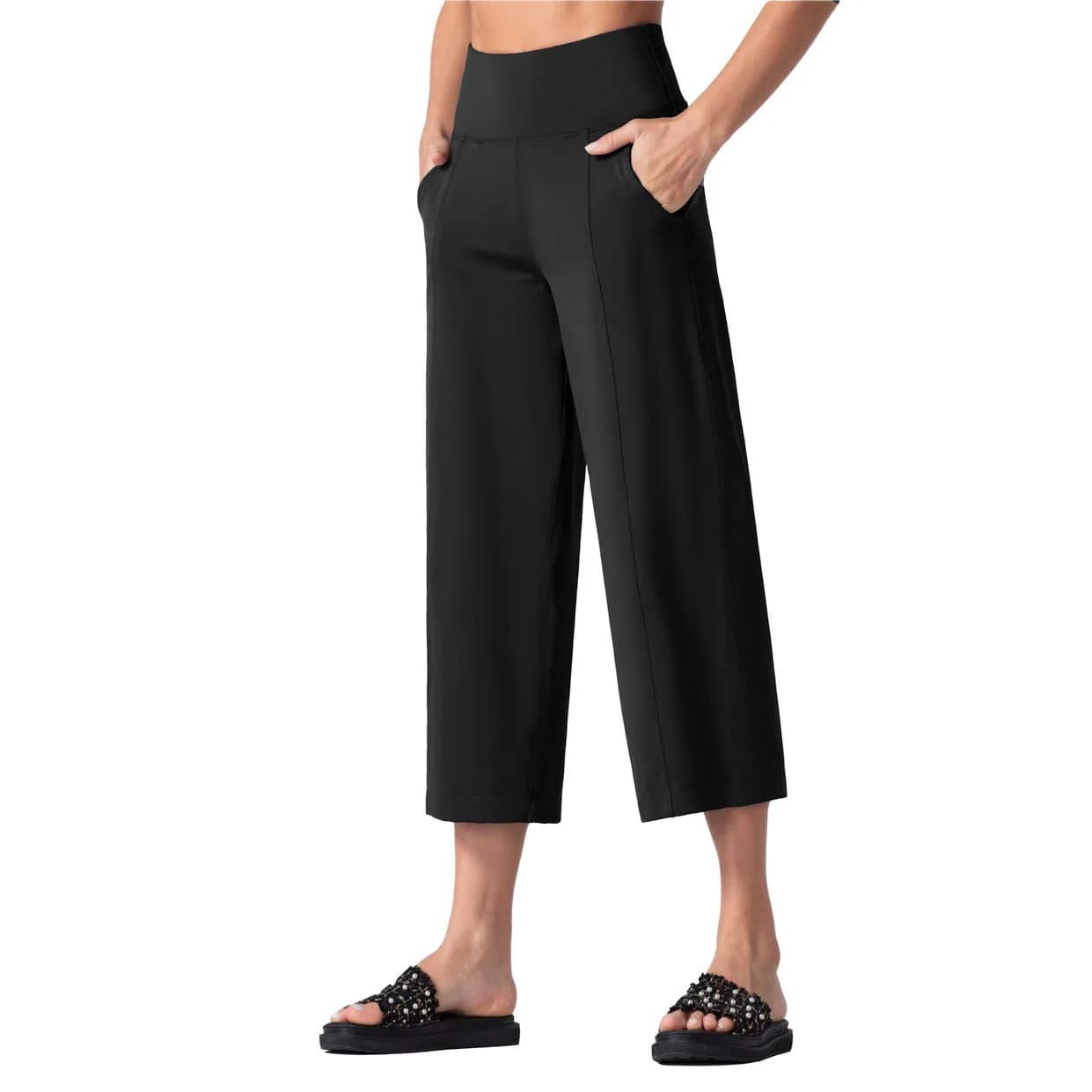 Leggings da donna pantaloni larghi da Yoga pantaloni a gamba larga a vita alta da donna pantaloni sportivi a campana fondo traspirante ad asciugatura rapida