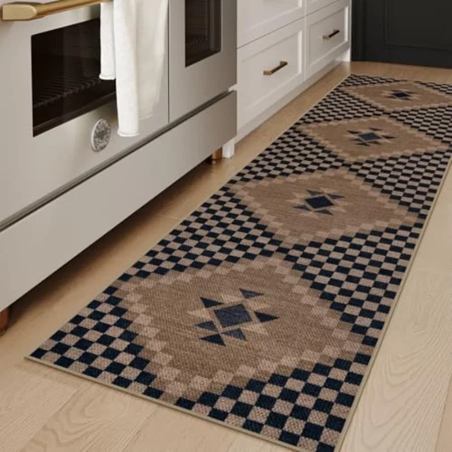 Easy Jute Runner Carpet for hallway Anti-slip washable carpet 2x8 for kitchen Long carpets of black chess corridor Carpet Runne