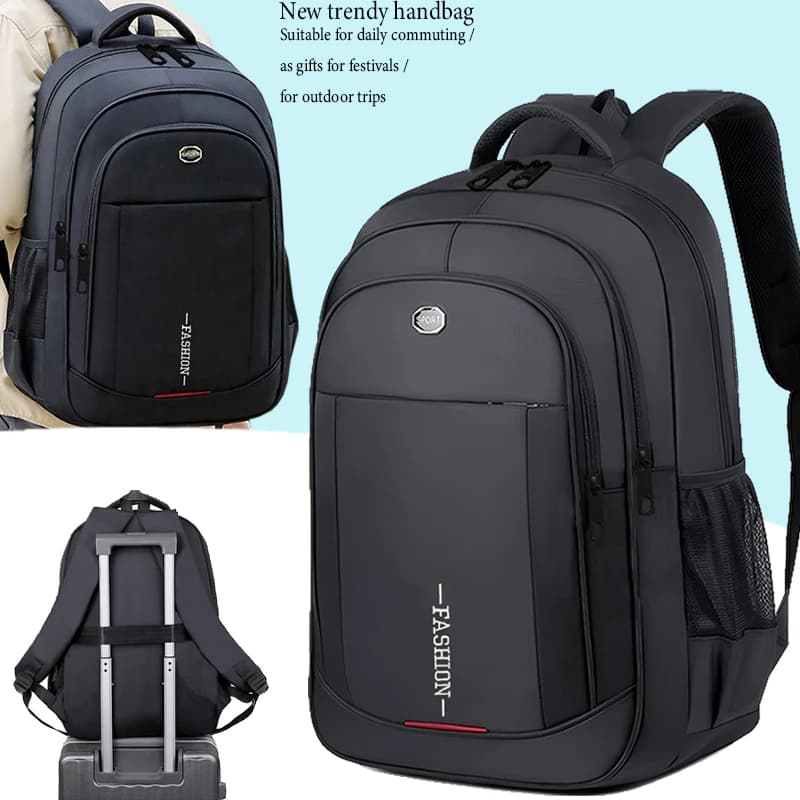 Elegante Zaino per Laptop con Tasca per Trolley, Borsa da Viaggio Multi-tasca per Uomo, Ideale per Lavoro e Pendolarismo