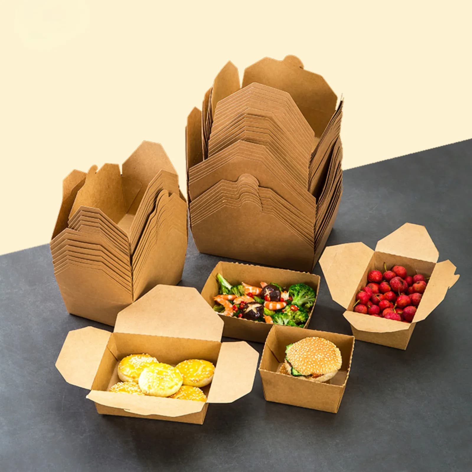 Confezione da 200 Contenitori per Alimenti da Asporto in Carta Kraft Marrone da 70 oz - Contenitori Rettangolari Usa e Getta a Prova di Perdite e Grasso