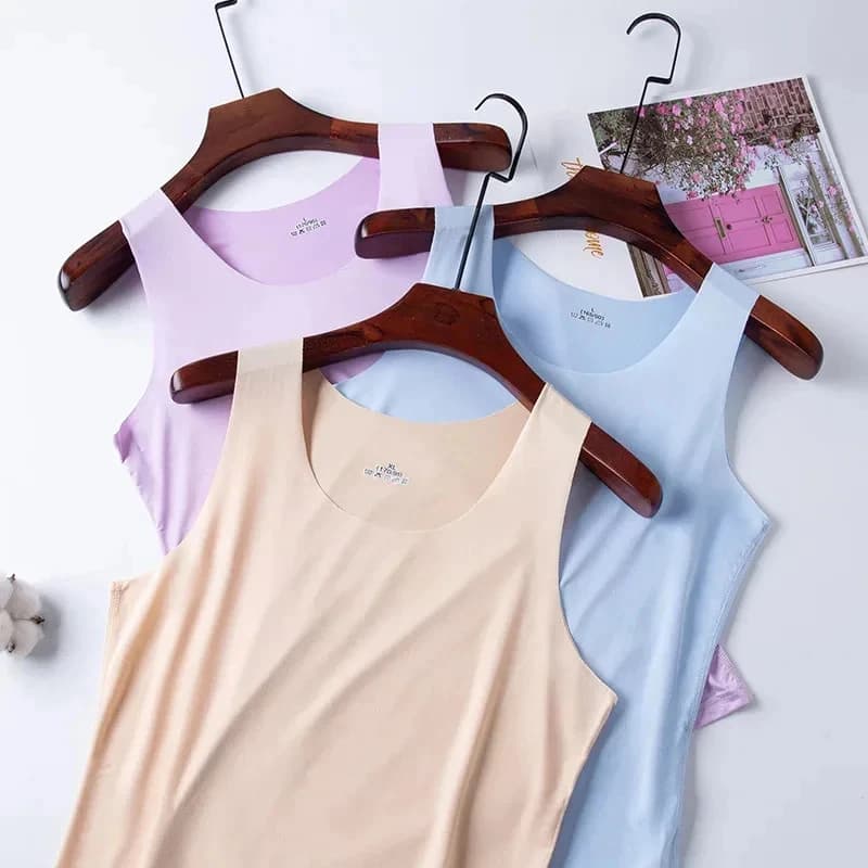 1pcs Summer Women Men Thin Tank Tops Seamless Ice Silk Vest Undershirt Underwear Students Korean-Style Slim Vest Sleeveless Tops