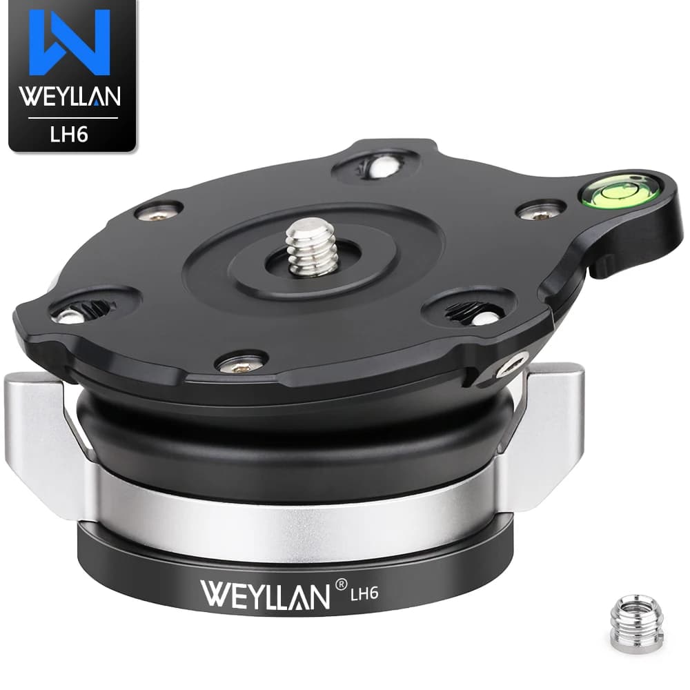WEYLLAN LH6 Base di livellamento Livellatore per treppiede Manopola di bloccaggio Piastra frontale Supporto per treppiede in lega di alluminio Livellatore per fotocamera Carico massimo 15 kg