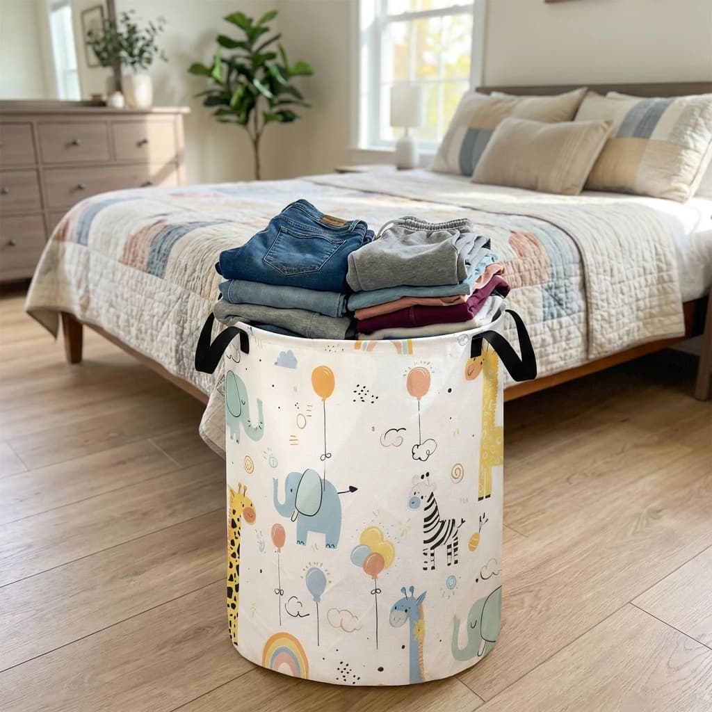 Animal-shaped whiteboard basket, folding bucket in large capacity canvas, toy container and children's clothes, for home bathroom