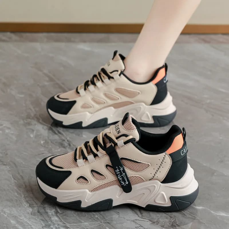 Women's mesh breathable 2026 summer thick sole height increasing versatile casual sports running shoes