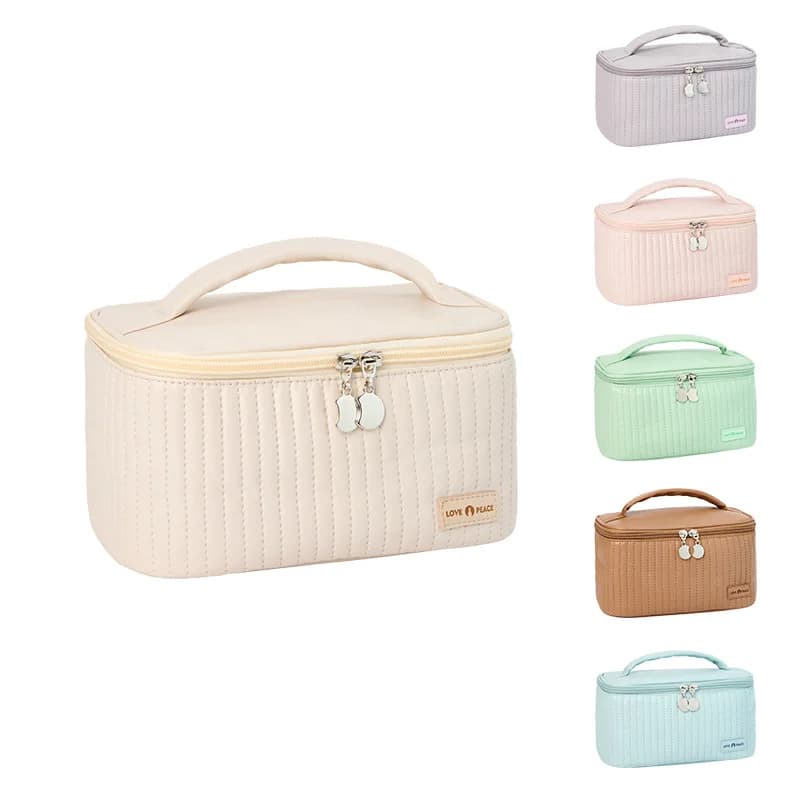Borse per il Trucco da Donna, Beauty Case da Viaggio, Astucci Portatili in Tinta Unita, Organizer per Cosmetici, Borsa per il Trucco in Pelle PU