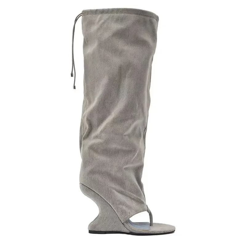 2026Spring and Summer Irregular Slope Heel Clip Toe Long Leg Women's Boots Fashion Runway Boots Women's High-heeled Cool Boots