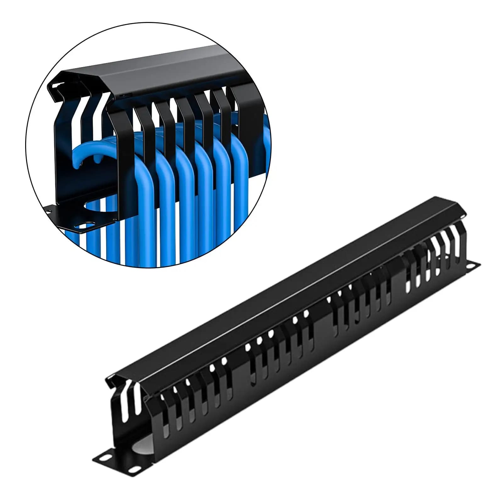 Rack per server cavi 24 slot per uffici sotto il vassoio da scrivania Supporto in metallo Organizzatore per cavi Supporto per prese da scrivania Organizzatori per cavi per 1U 19 pollici