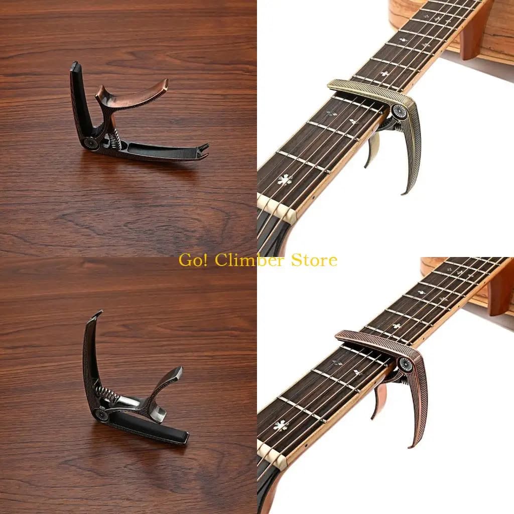 Q84C Capotasto per chitarra 2 in 1 Morsetto per capotasto per chitarra acustica in lega zinco per chitarra acustica