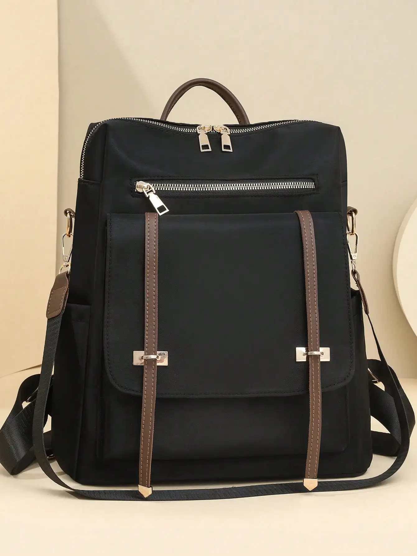 Women's Nylon Solid Color Quilted Large Capacity Versatile Backpack, Minimalist Casual Student Backpack, Storage Travel Bag, Commuter Bag