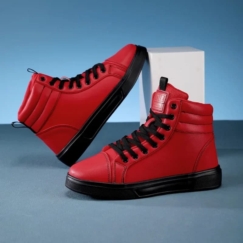 2025 Spring Fashion Red Men's Sneakers High Skateboard Shoes for Men Woman Comfortable Unisex Leather Sneakers Size 35-46