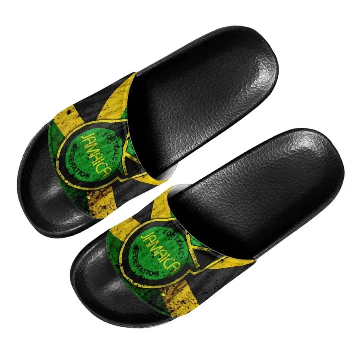 Suit with artistic print of the Jamaica flag for woman and man, summer slippers for the house, for the bathroom, from the beach, anti-slip, beach sandals.