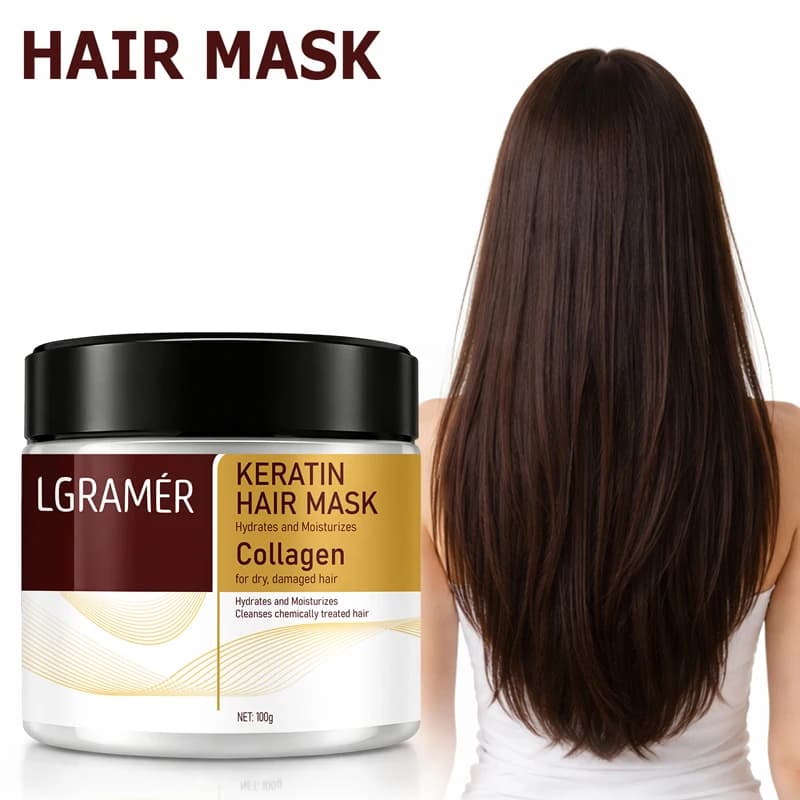 LGRAMER Collagen Keratin Hair Mask Moisturizing Repair Conditioner Damaged Frizzy Hair Smooth Revitalizing Hair Care for Women