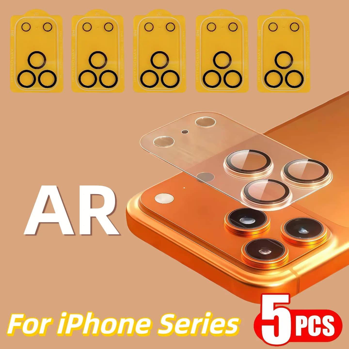 5 Pieces for iPhone 17 Air 16e 16 15 14 13 12 11 Pro Max Plus Mini, 9H Tempered Glass Protection for Rear Camera