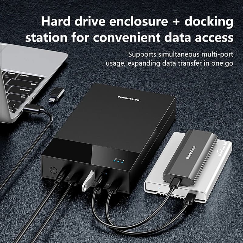 Custodia per HDD nera da 2,5/3,5 pollici USB Type-C Custodia per HDD SATA esterna da 3,5 pollici senza attrezzi per disco rigido da 2,5 3,5