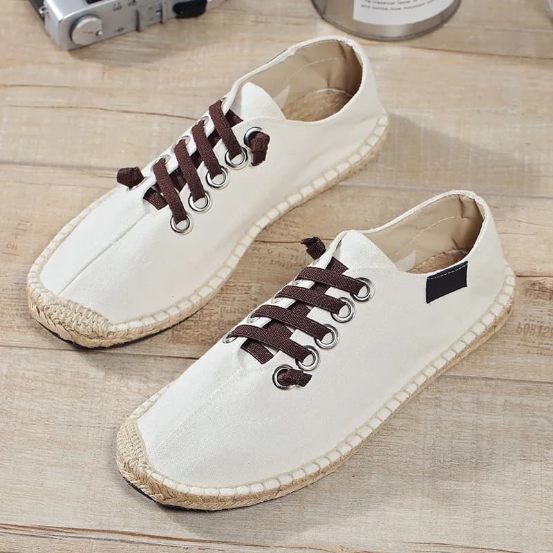 Spring Summer Fabric Shoes Cool Street Style Flat Men's Casual Breathable Size 45 beige black blue D3410