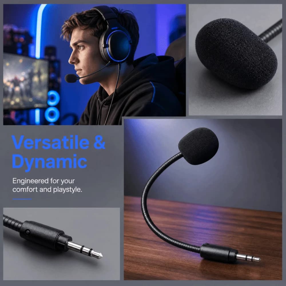 Microfono staccabile con connettore da 3,5 mm, pieghevole, HiFi, di ricambio per cuffie da gioco Logitech G233 G433