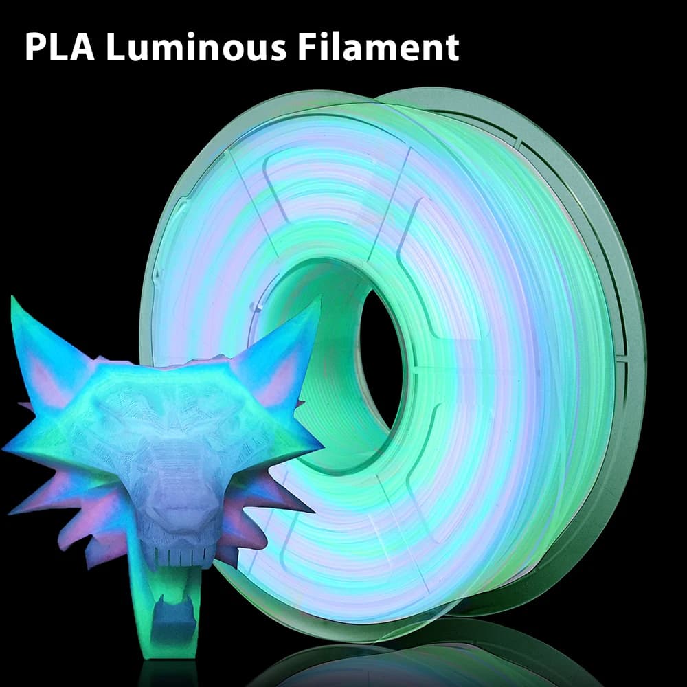 250g 500g 1Kg PLA Rainbow Glow In The Dark Filament 3D Printer Sublimation Rainbow Glossy 3D Printing Material Vacuum Packaging