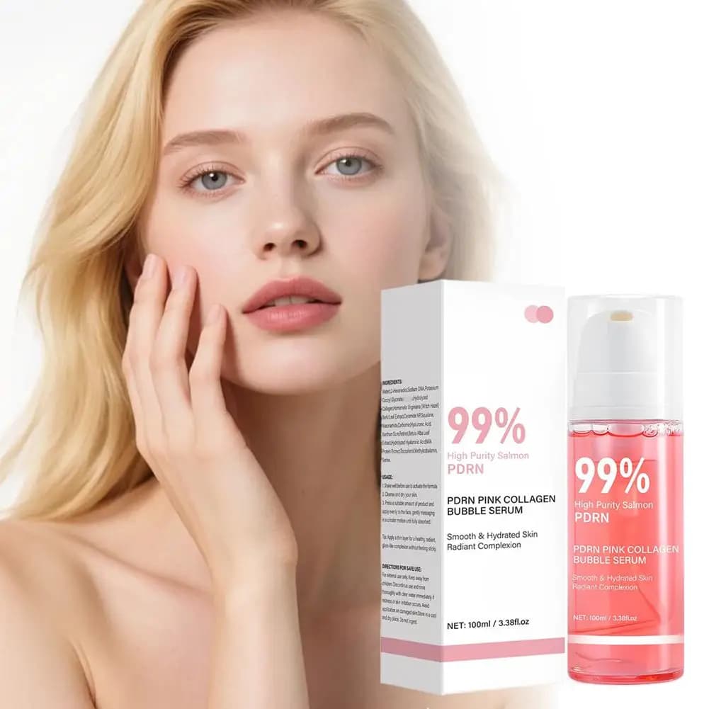 Siero Viso Istantaneo Rimpolpante all'Essenza di Collagene Rosa a Basso Peso Molecolare, Anti-Età e Illuminante per Pelle Spenta 100ml