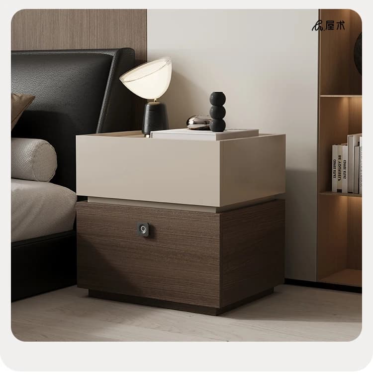 House Art Comodino minimalista italiano Blocco password intelligente Armadietto moderno e semplice in legno massello leggero di lusso