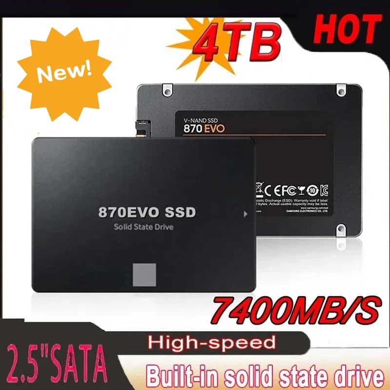 Disco a Stato Solido SSD 870 EVO da 4TB, 1TB, 2TB, Disco Rigido Interno SATA3 da 2,5 Pollici per Laptop, Microcomputer e Desktop