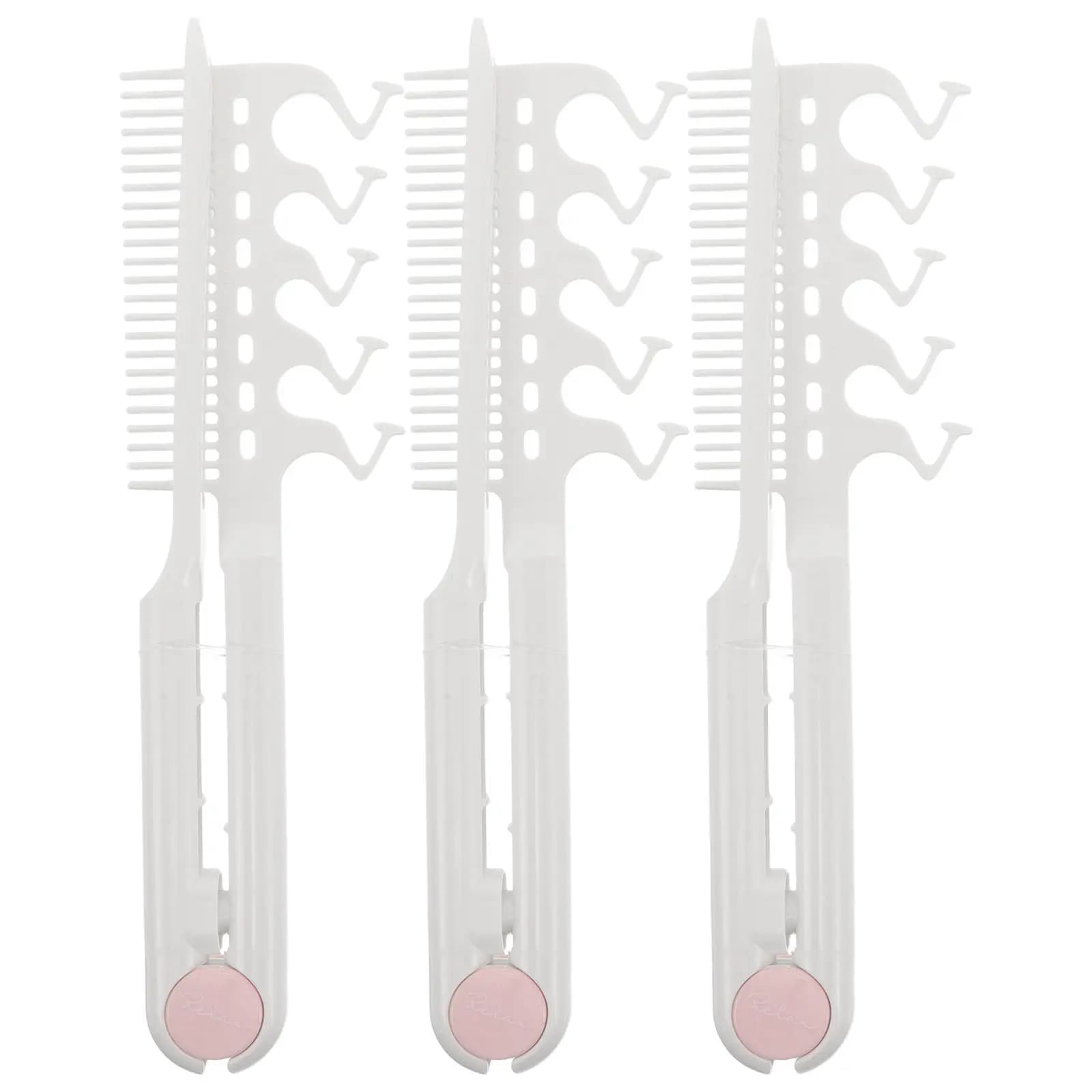 3Pcs Anti- -Shaped Straightening Comb Foldable Heat Resistant Travel Styling Flat Iron Hair Comb for Smooth Hair