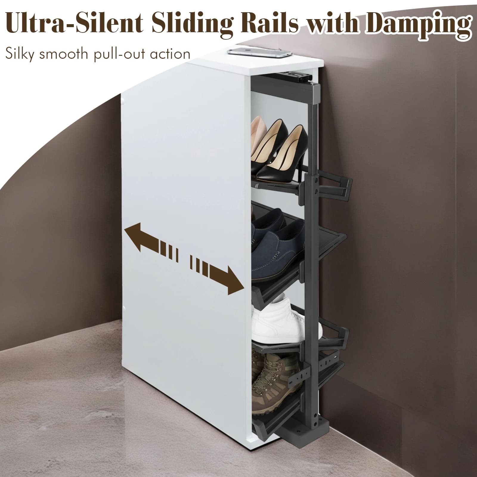 Organizer for 4 Shelves, Height Adjustable, Shelves Metallic Retractable and Stackable for Wardrobe