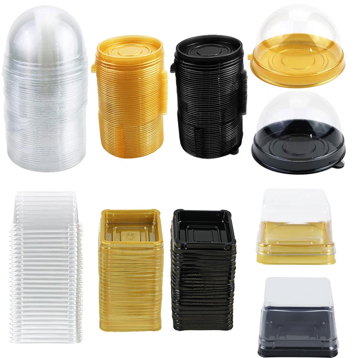 Contenitore trasparente per torte e dessert Contenitore trasparente per cupcake Cupola per pasticceria Scatole per imballaggio per dolci Confezione regalo per forniture per feste di nozze