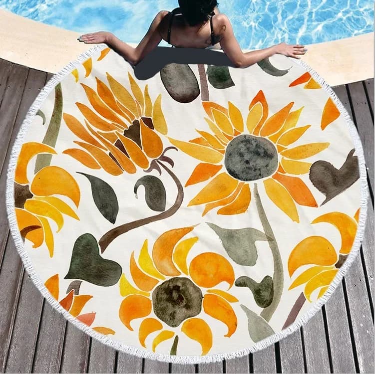 Creative Round Sea Tel With Motive Pink Perfume, Microfiber Bath, Yoga Mat, Picnic Phone, Tape, Home Decoration