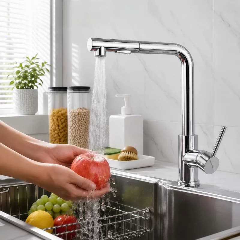 Pull Out Kitchen Sink Faucet Flexible 2 Modes Stream & Sprayer Nozzle Faucets Stainless Steel Hot Cold Wate Mixer Tap Deck