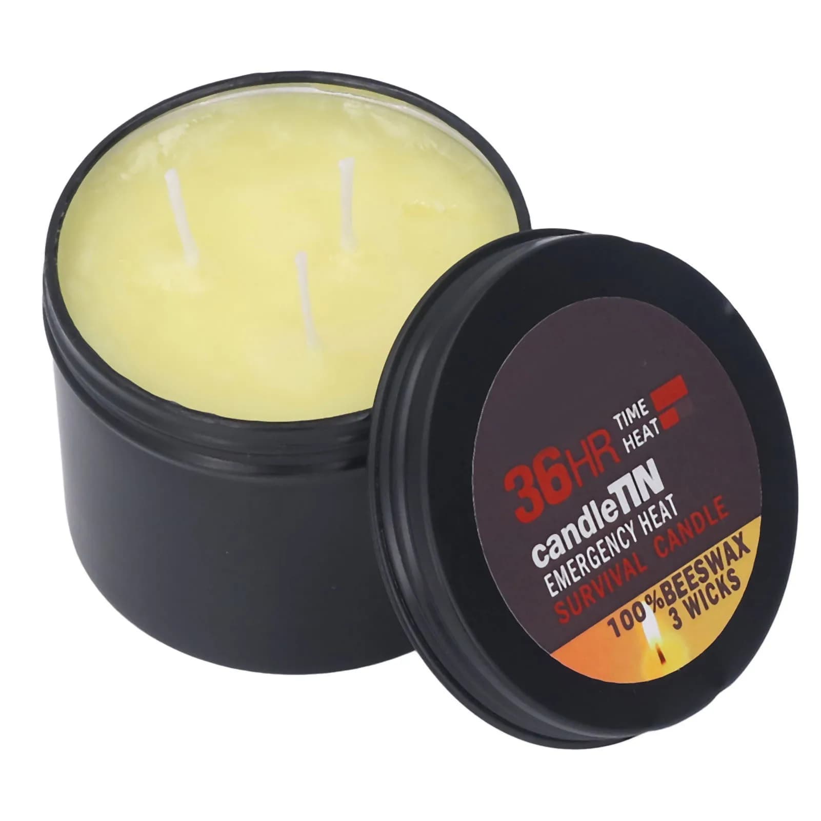 Candela di sopravvivenza naturale, atmosfera romantica, piccola, portatile, durata 36 ore, 3 stoppini, candele a lunga durata per la casa