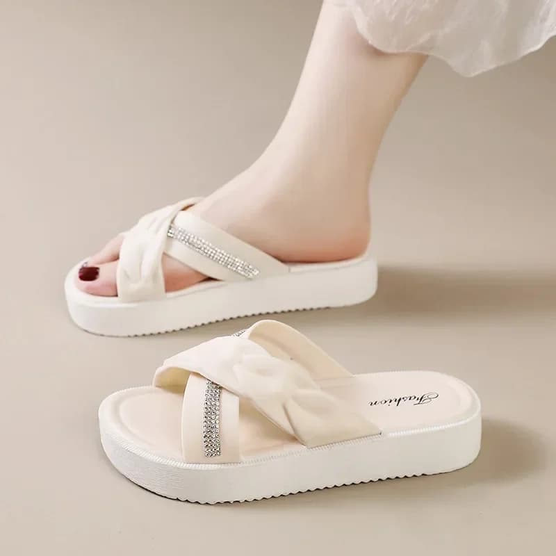 2025 summer New Fashion Women Shoes Slippers Comfortable Platform Shoe High Heels Leisure flower outdoor beach Slipper Women