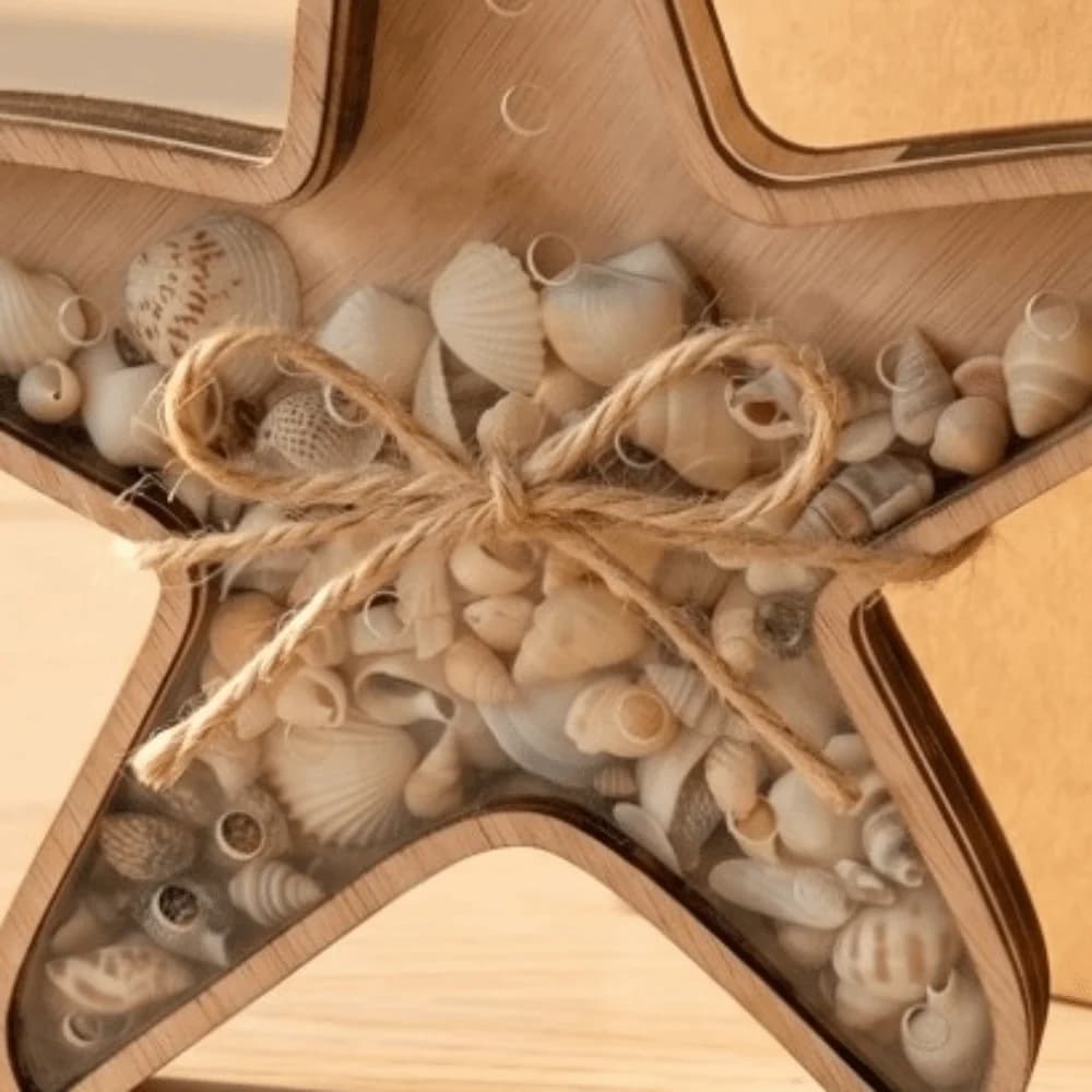 Scatola Espositiva Creativa a Forma di Stella Marina, Contenitore Multifunzione in Legno, Decorazione Traslucida, Organizer da Scrivania, Arredo Casa