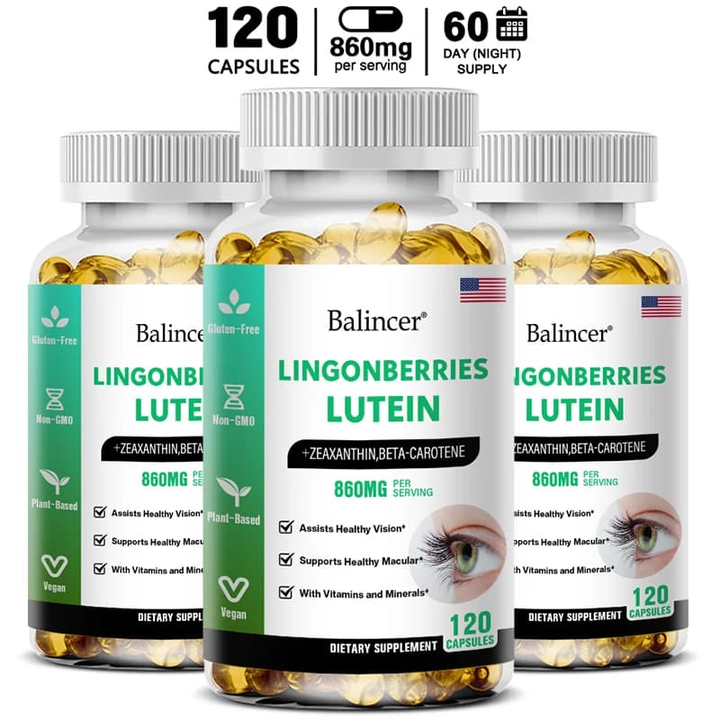 Balincer lutein capsules with zeaxanthin, vitamin, dietary supplement for eye health support, 120/60/30 soft gels easy to packaging