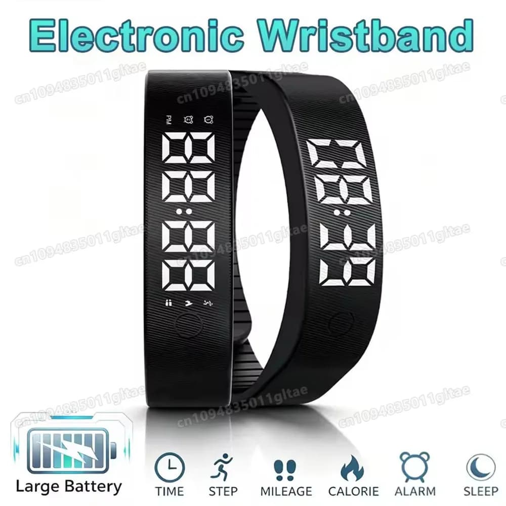 Braccialetto Intelligente LED Digitale Impermeabile, Orologio Smart, Smartband con Vibrazione, Allarme, Promemoria, Contapassi e Monitoraggio per la Corsa ‎ HW12