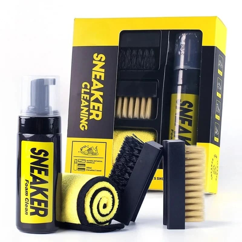Detergente per Scarpe in Schiuma Senza Acqua 150ML, Pulizia a Secco per Sneakers, Spazzola per Scarpe, Deodorante per Scarpe Bianche e in Pelle Scamosciata