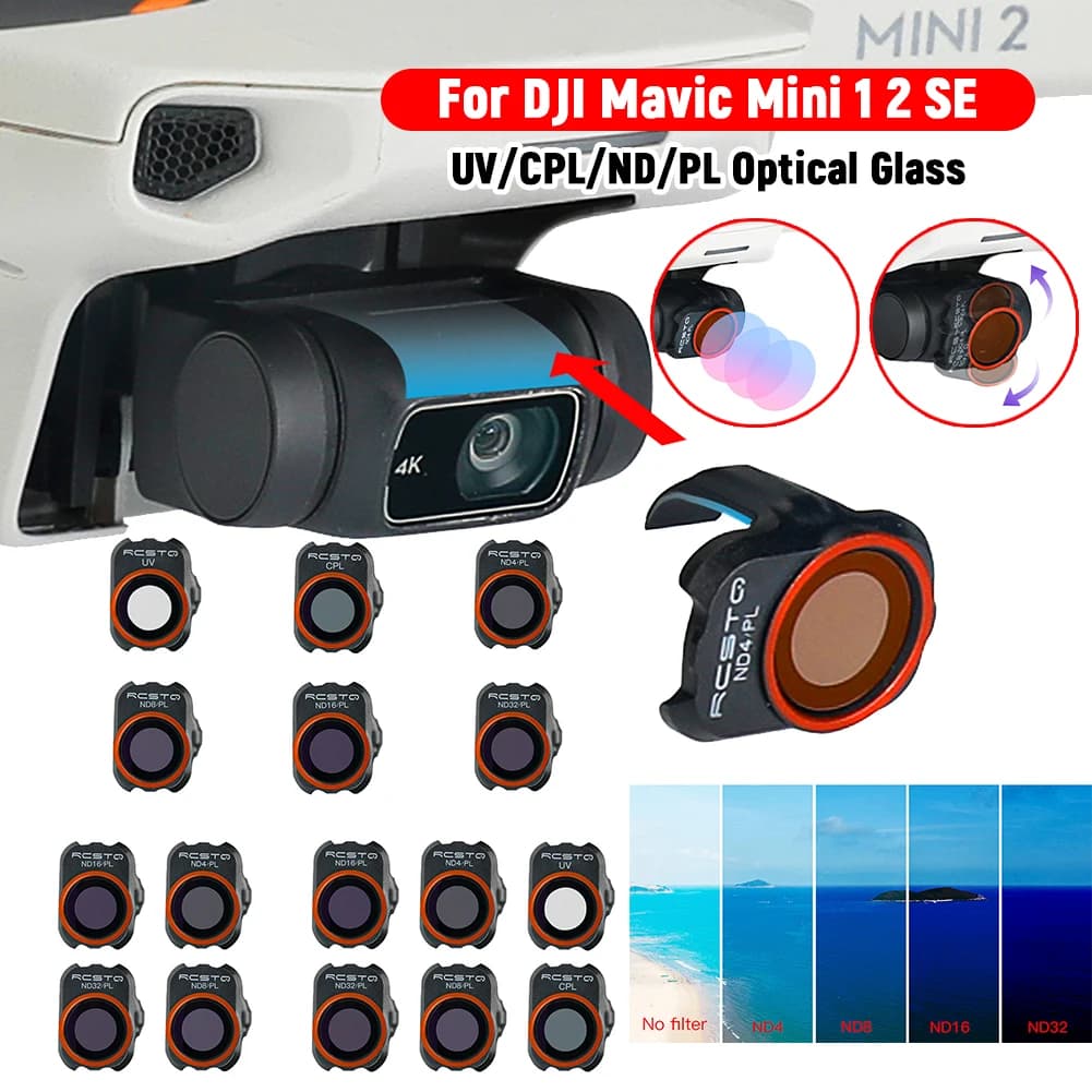 1/4/6 pezzi Filtri per obiettivi drone UV/CPL/ND/PL per sostituzione DJI Mavic Mini 1 2 SE