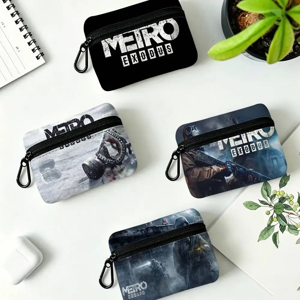 Video Game M-Metro E-Exodus Oxford Coin Wallet Detachable Carabiner Hook Compact Storage Bag For Outdoor Shopping Accessory