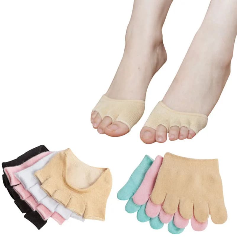 6 paia/set calzini da donna in cotone con punta dell'avampiede femminile estate antiscivolo 5 dita separato invisibile mezzo piede pantofole calzino traspirante