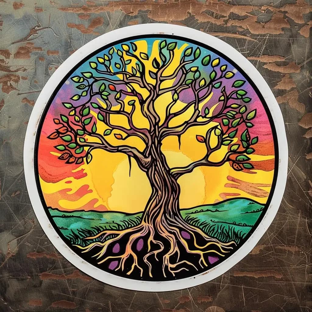 1 vinyl sticker with life tree, waterproof decoration for car, bike, truck, helmet, laptop, water bottle, notebook, guitar