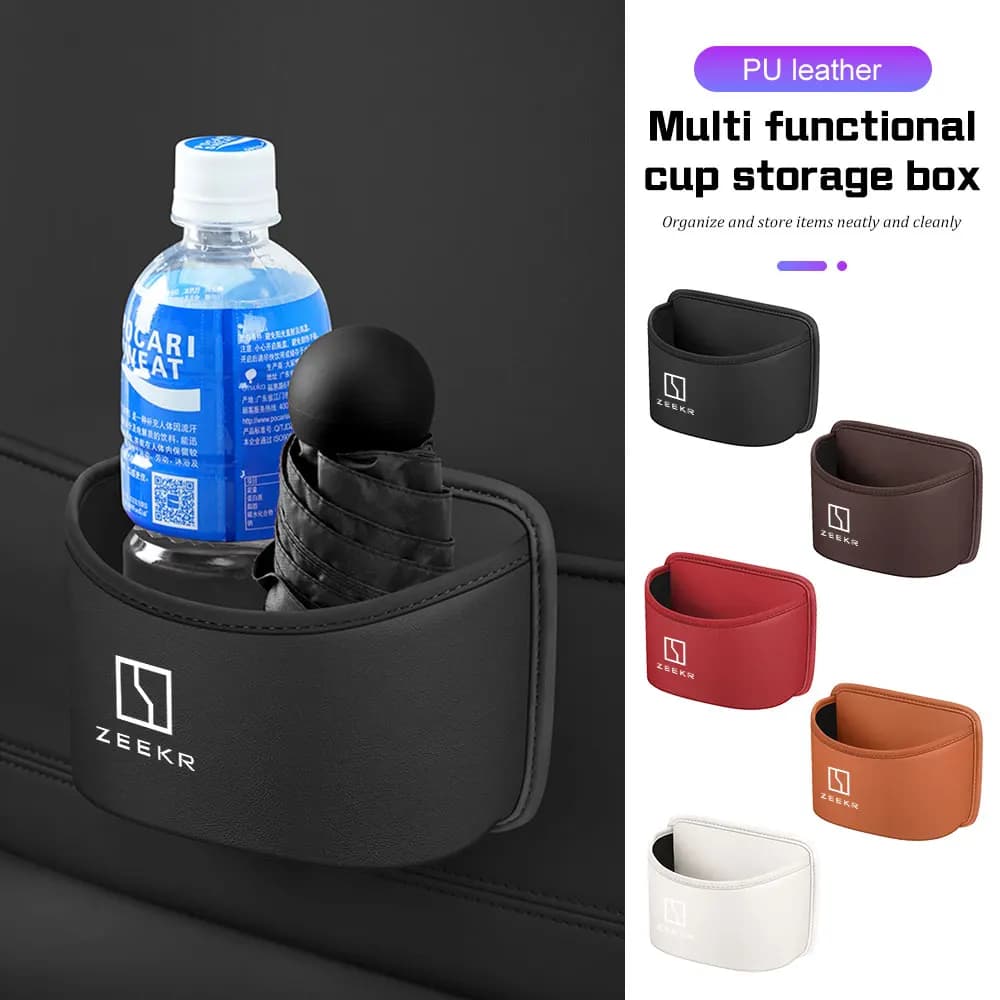 Car Interior Accessories PU Leather Trash Can Foldable Hanging Bag Seat Back Door Box For ZEEKR 001 007 X 7x 009