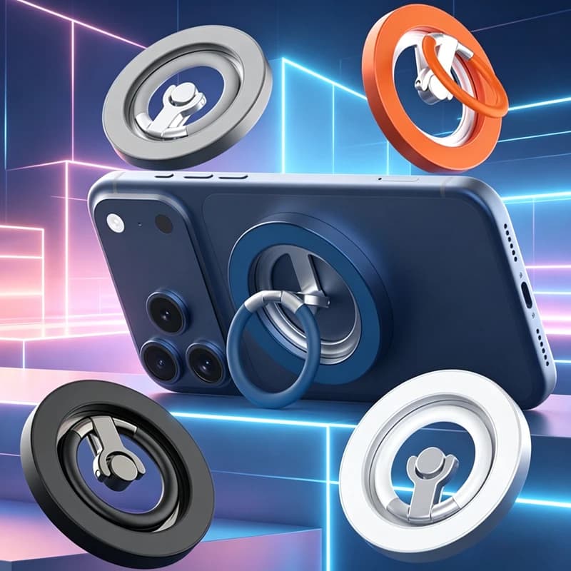 Supporto Magnetico Doppio per Cellulare Compatibile con Magsafe, Anello Pieghevole con Forte Magnete per iPhone 14 15 16 17 Pro Max Samsung Xiaomi